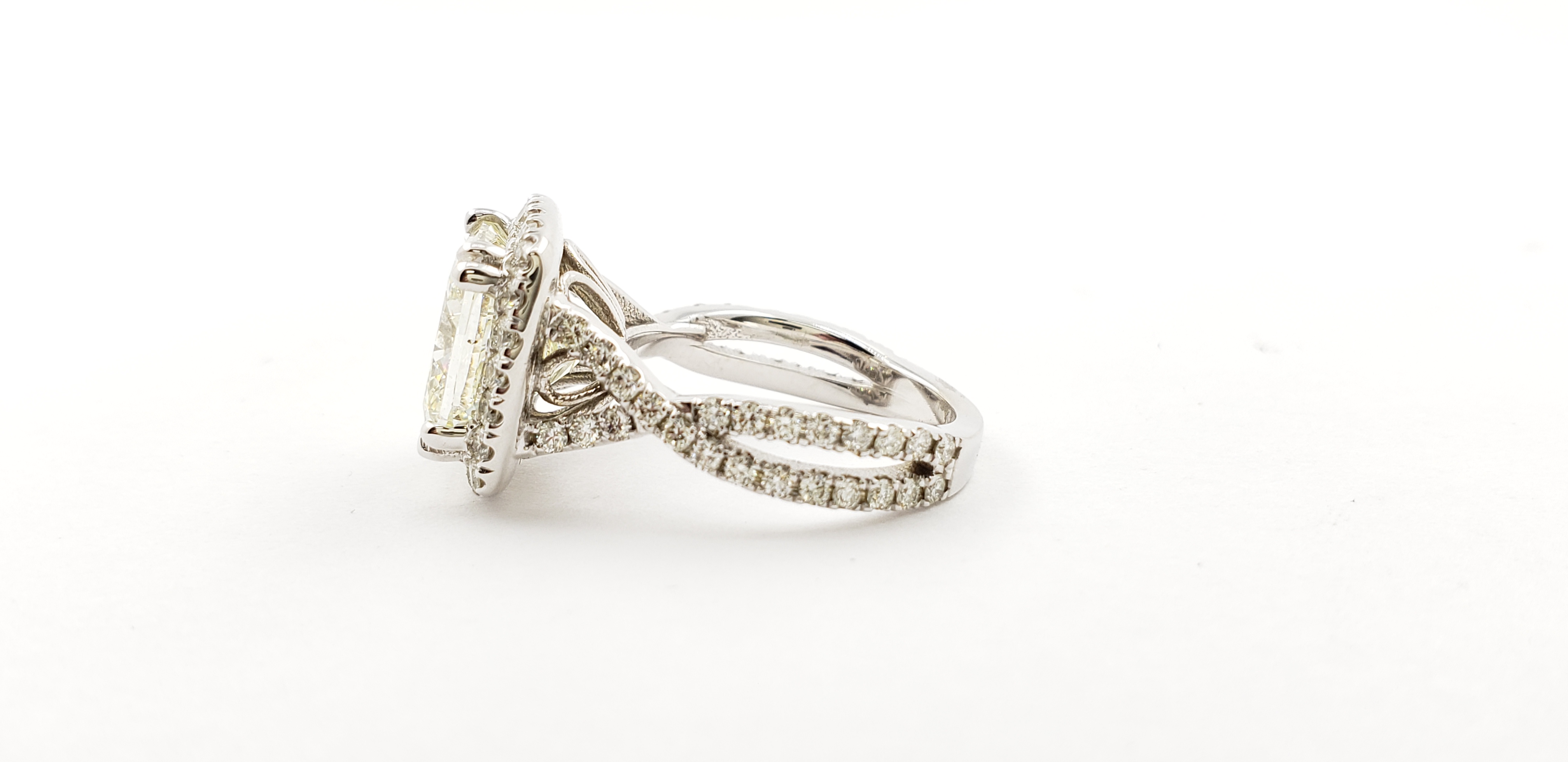 Square Radiant Diamond Ring with Split shank